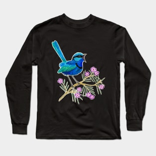 Blue Wren and Geraldton Wax Long Sleeve T-Shirt